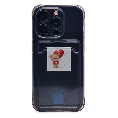 Чехол-накладка для Apple iPhone 15 Pro (черный) - SC276 с картхолдером