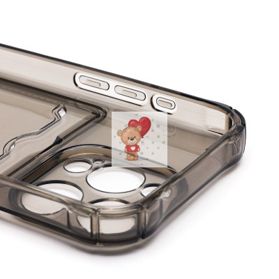 Чехол-накладка для Apple iPhone 15 Pro (черный) - SC276 с картхолдером