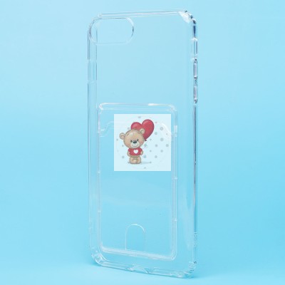 Чехол-накладка для Apple iPhone 7 Plus (прозрачный) - SC276 с картхолдером