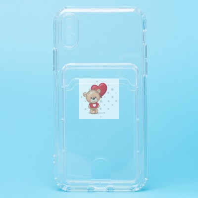 Чехол-накладка для Apple iPhone X (прозрачный) - SC276 с картхолдером Чехол-накладка для Apple iPhone X (прозрачный) - SC276 с картхолдером