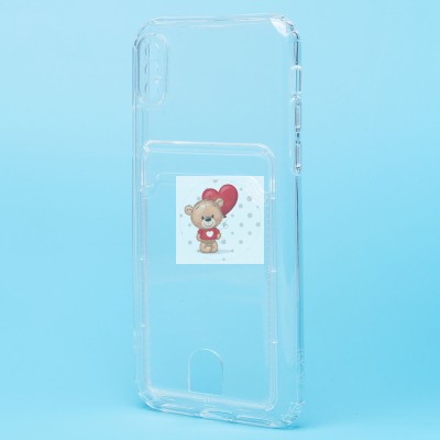 Чехол-накладка для Apple iPhone X (прозрачный) - SC276 с картхолдером