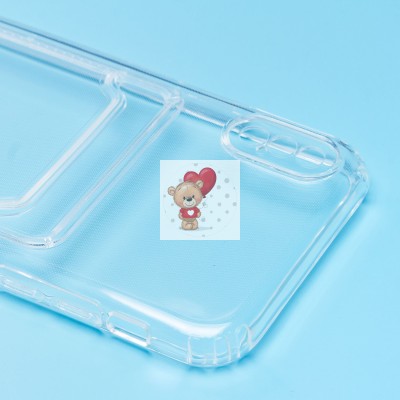 Чехол-накладка для Apple iPhone X (прозрачный) - SC276 с картхолдером