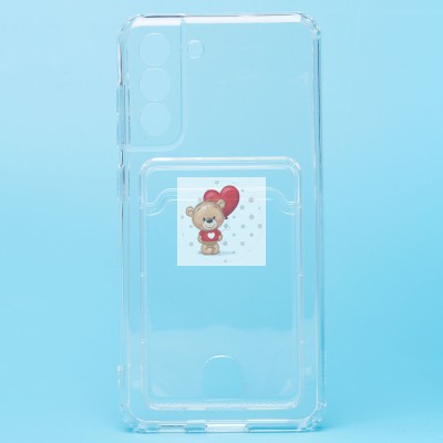 Чехол-накладка для Samsung G990 Galaxy S21FE (прозрачный) - SC276 с картхолдером