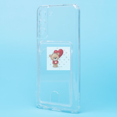 Чехол-накладка для Samsung G990 Galaxy S21FE (прозрачный) - SC276 с картхолдером