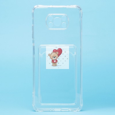 Чехол-накладка для Xiaomi Poco X3 (прозрачный) - SC276 с картхолдером Чехол-накладка для Xiaomi Poco X3 (прозрачный) - SC276 с картхолдером