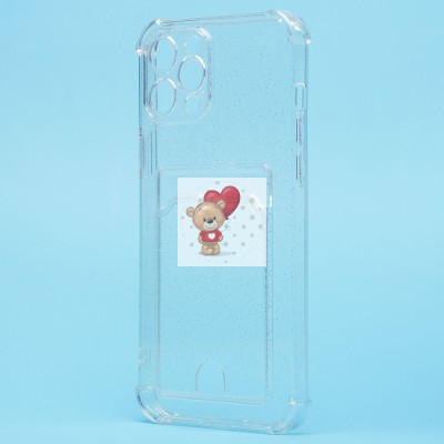 Чехол-накладка для Apple iPhone 12 Pro (белый) - SC300 с картхолдером