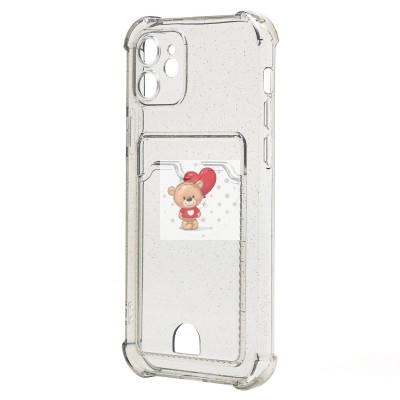 Чехол-накладка для Apple iPhone 12 (черный) - SC300 с картхолдером