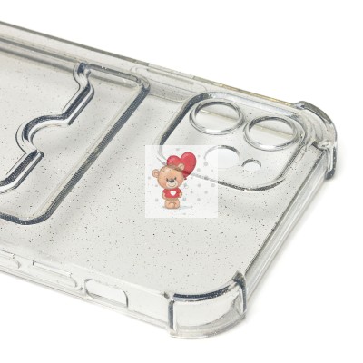 Чехол-накладка для Apple iPhone 12 (черный) - SC300 с картхолдером