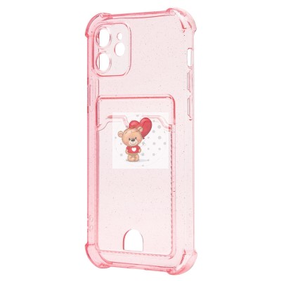 Чехол-накладка для Apple iPhone 12 (розовый) - SC300 с картхолдером