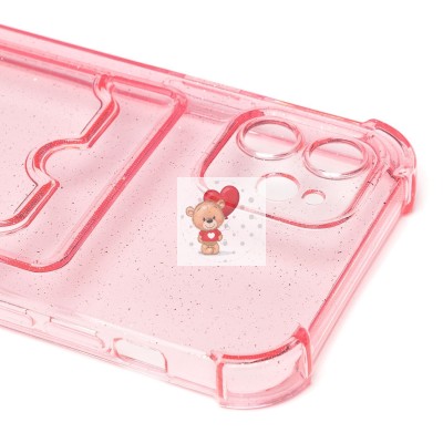 Чехол-накладка для Apple iPhone 12 (розовый) - SC300 с картхолдером