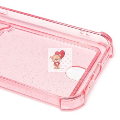 Чехол-накладка для Apple iPhone 12 (розовый) - SC300 с картхолдером