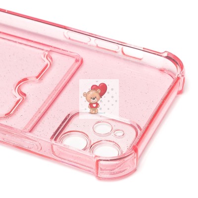 Чехол-накладка для Apple iPhone 12 (розовый) - SC300 с картхолдером