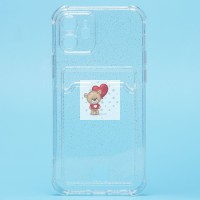 Чехол-накладка для Apple iPhone 12 (белый) - SC300 с картхолдером