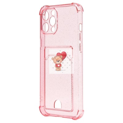 Чехол-накладка для Apple iPhone 13 Pro Max (розовый) - SC300 с картхолдером