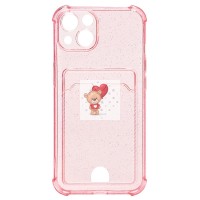 Чехол-накладка для Apple iPhone 13 (розовый) - SC300 с картхолдером