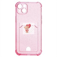 Чехол-накладка для Apple iPhone 14 Plus (розовый) - SC300 с картхолдером