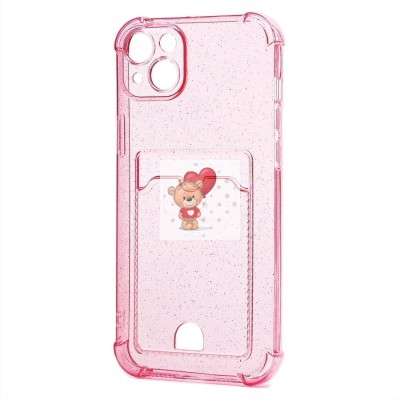 Чехол-накладка для Apple iPhone 14 Plus (розовый) - SC300 с картхолдером