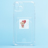 Чехол-накладка для Apple iPhone 14 Plus (белый) - SC300 с картхолдером