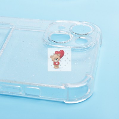 Чехол-накладка для Apple iPhone 14 Plus (белый) - SC300 с картхолдером