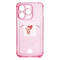 Чехол-накладка для Apple iPhone 14 Pro Max (розовый) - SC300 с картхолдером