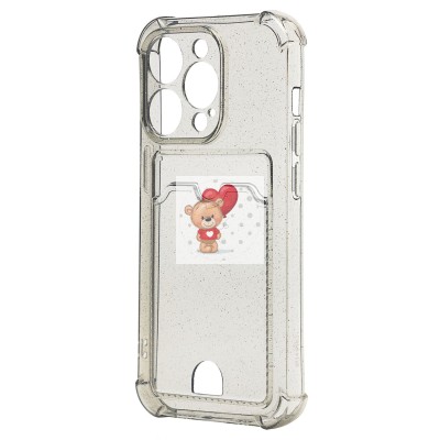 Чехол-накладка для Apple iPhone 14 Pro (черный) - SC300 с картхолдером