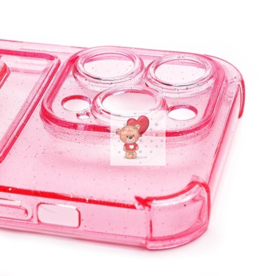 Чехол-накладка для Apple iPhone 14 Pro (розовый) - SC300 с картхолдером