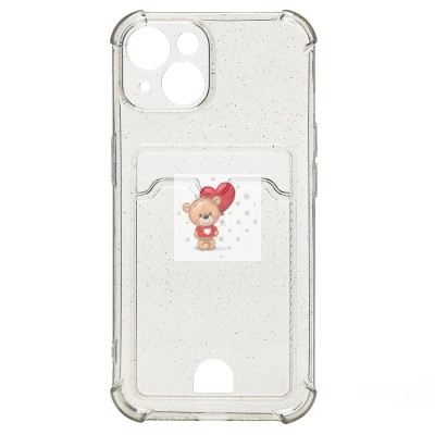 Чехол-накладка для Apple iPhone 14 (черный) - SC300 с картхолдером