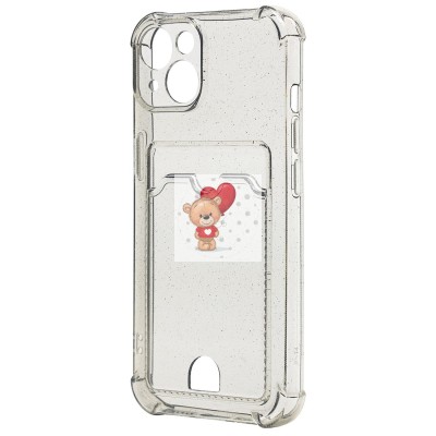 Чехол-накладка для Apple iPhone 14 (черный) - SC300 с картхолдером