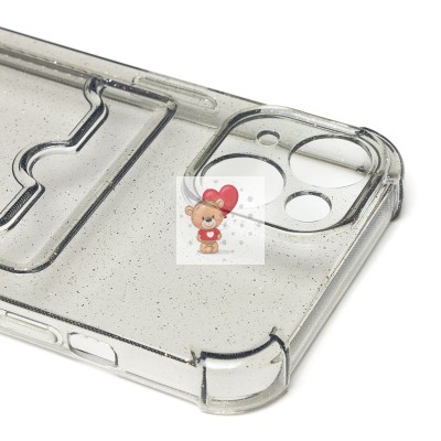 Чехол-накладка для Apple iPhone 14 (черный) - SC300 с картхолдером