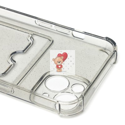 Чехол-накладка для Apple iPhone 14 (черный) - SC300 с картхолдером