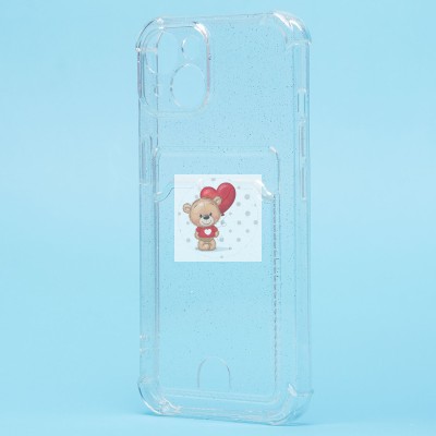 Чехол-накладка для Apple iPhone 14 (белый) - SC300 с картхолдером