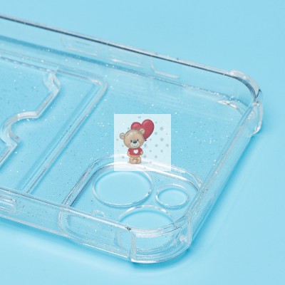 Чехол-накладка для Apple iPhone 14 (белый) - SC300 с картхолдером