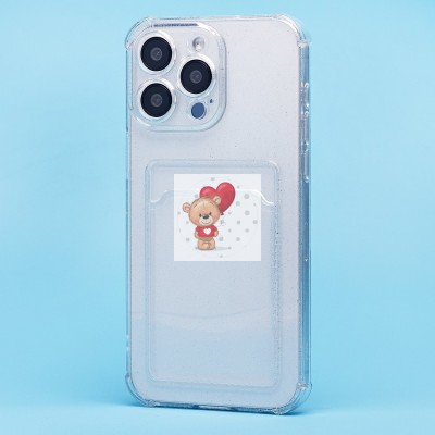 Чехол-накладка для Apple iPhone 15 Pro Max (белый) - SC300 с картхолдером Чехол-накладка для Apple iPhone 15 Pro Max (белый) - SC300 с картхолдером