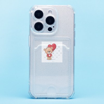 Чехол-накладка для Apple iPhone 15 Pro (белый) - SC300 с картхолдером