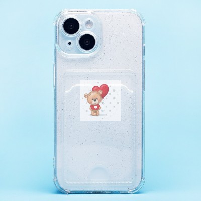 Чехол-накладка для Apple iPhone 15 (белый) - SC300 с картхолдером Чехол-накладка для Apple iPhone 15 (белый) - SC300 с картхолдером