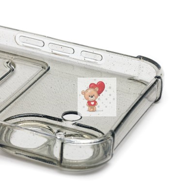 Чехол-накладка для Apple iPhone 16 (черный) - SC300 с картхолдером