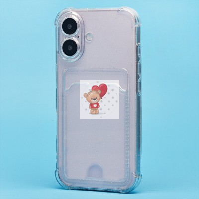 Чехол-накладка для Apple iPhone 16 (белый) - SC300 с картхолдером