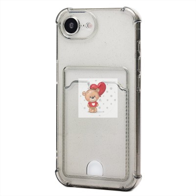 Чехол-накладка для Apple iPhone 16e (черный) - SC300 с картхолдером