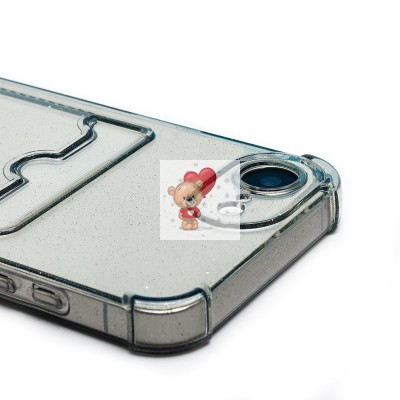 Чехол-накладка для Apple iPhone 16e (черный) - SC300 с картхолдером