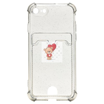 Чехол-накладка для Apple iPhone 7 (черный) - SC300 с картхолдером