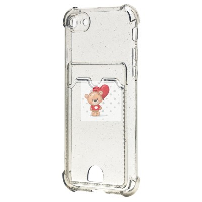 Чехол-накладка для Apple iPhone 7 (черный) - SC300 с картхолдером