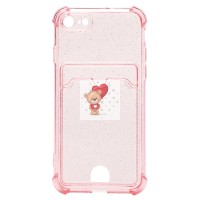 Чехол-накладка для Apple iPhone 8 (розовый) - SC300 с картхолдером