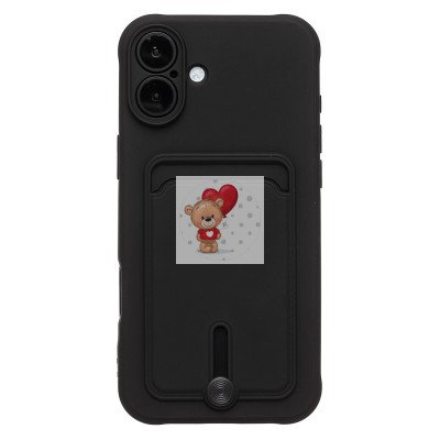 Чехол-накладка для Apple iPhone 16 Plus (черный) - SC304 c картхолдером Чехол-накладка для Apple iPhone 16 Plus (черный) - SC304 c картхолдером