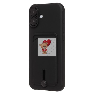 Чехол-накладка для Apple iPhone 16 Plus (черный) - SC304 c картхолдером