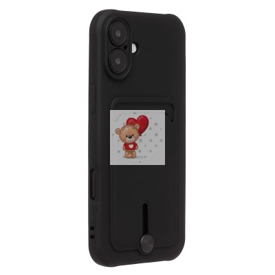 Чехол-накладка для Apple iPhone 16 Plus (черный) - SC304 c картхолдером