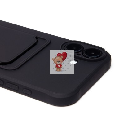 Чехол-накладка для Apple iPhone 16 Plus (черный) - SC304 c картхолдером