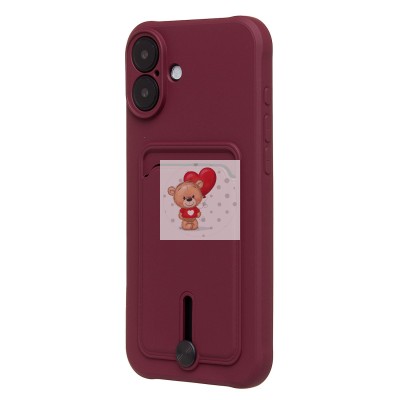 Чехол-накладка для Apple iPhone 16 Plus (бордовый) - SC304 c картхолдером Чехол-накладка для Apple iPhone 16 Plus (бордовый) - SC304 c картхолдером