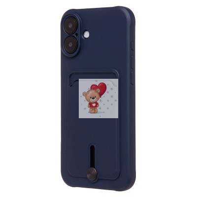 Чехол-накладка для Apple iPhone 16 Plus (темно-синий) - SC304 c картхолдером