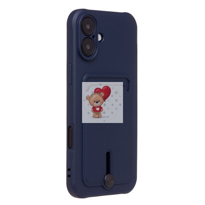 Чехол-накладка для Apple iPhone 16 Plus (темно-синий) - SC304 c картхолдером