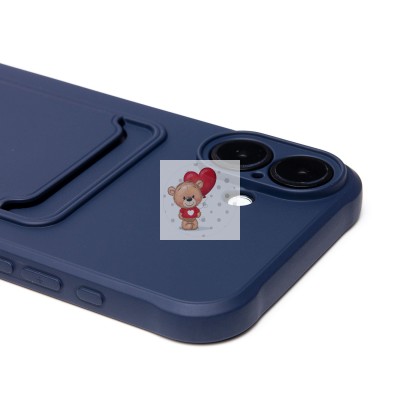 Чехол-накладка для Apple iPhone 16 Plus (темно-синий) - SC304 c картхолдером